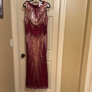 Beautiful Gold Metallic Sequin Long Gown